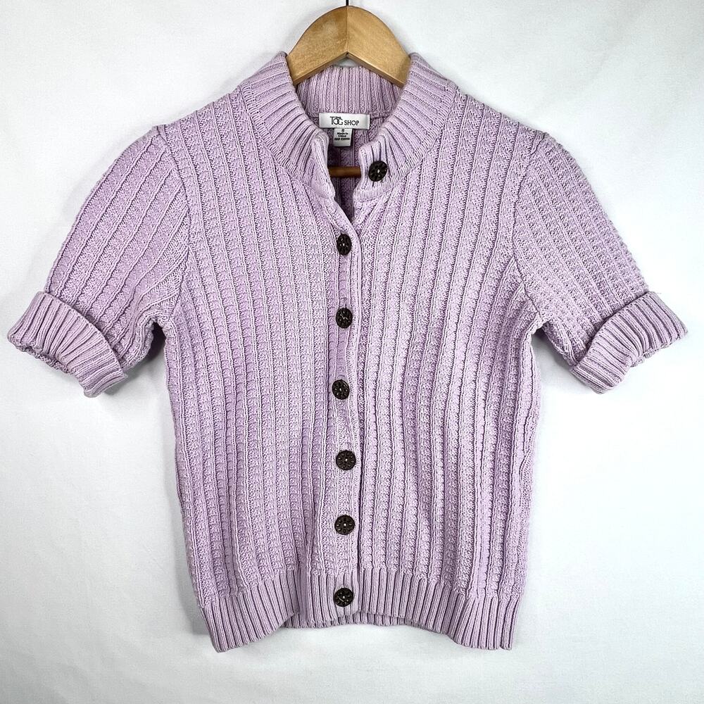 The TOG Shop Purple Short Sleeve Knit Cardigan Sweater Small